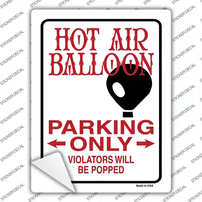 P-627s-S Hot Air Balloon Novelty Rectangle Sticker Decal - Small