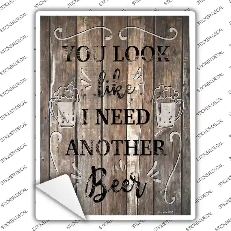 P-3596s-S I Need Another Beer Novelty Rectangle Sticker Decal - Small