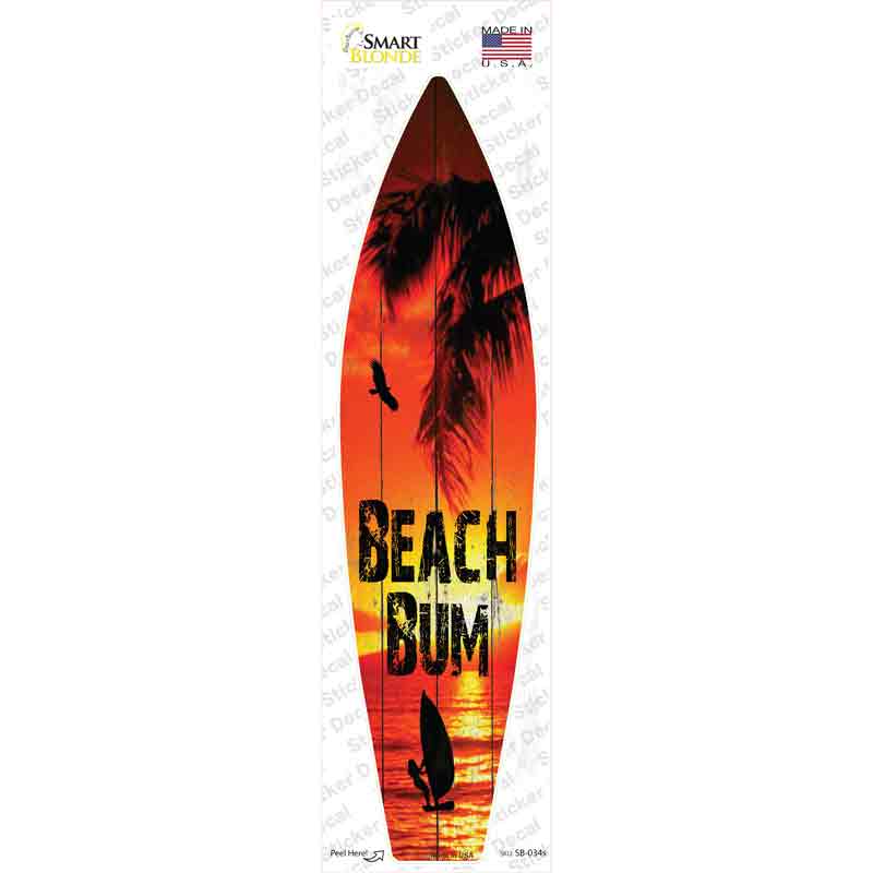 SB-034s-M Beach Bum Sunset Novelty Surfboard Sticker Decal - Medium