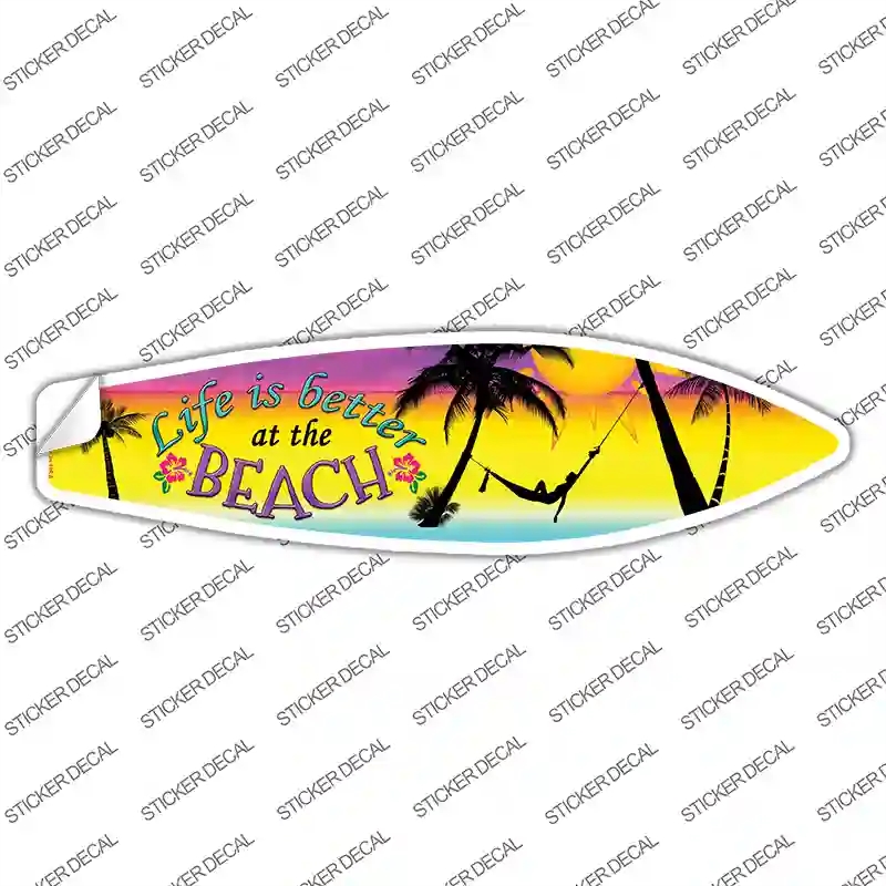 SB-040s-XL Life is Better Palm Tree Novelty Surfboard Sticker Decal - Extra Large