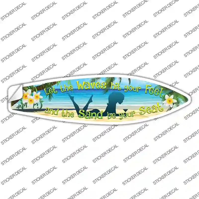 SB-045s-S Let the Waves Novelty Surfboard Sticker Decal - Small