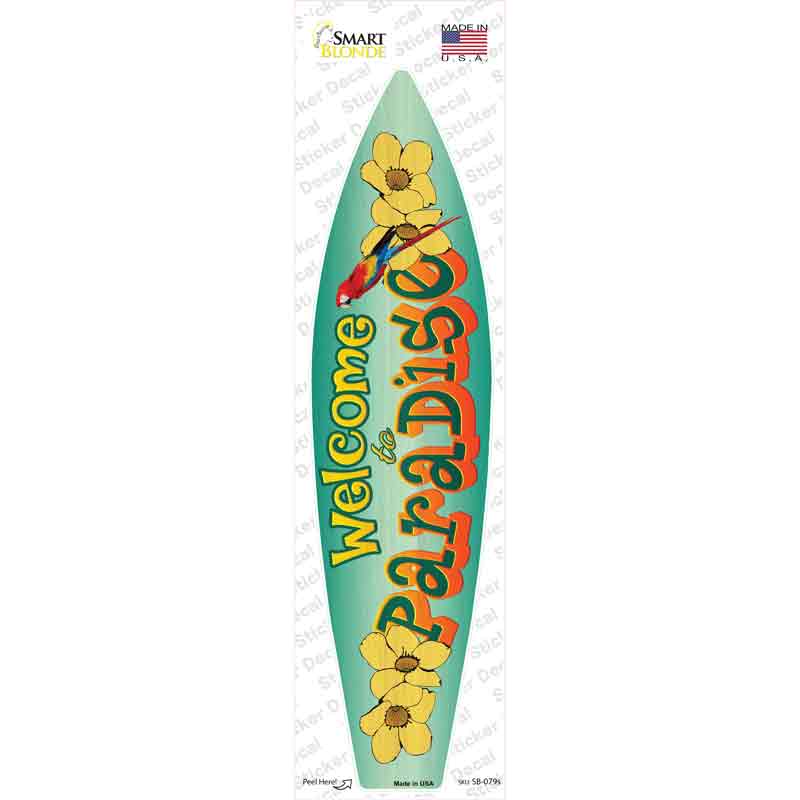 SB-079s-M Welcome to Paradise Novelty Surfboard Sticker Decal - Medium