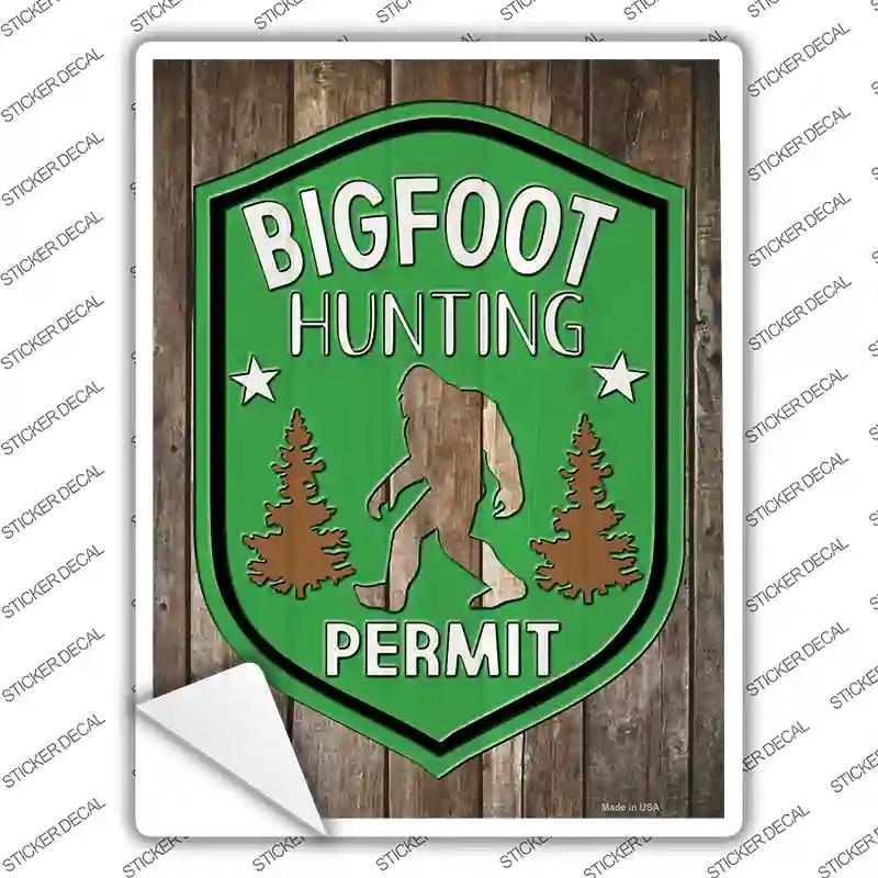 P-3607s-S Bigfoot Hunting Permit Novelty Rectangle Sticker Decal - Small