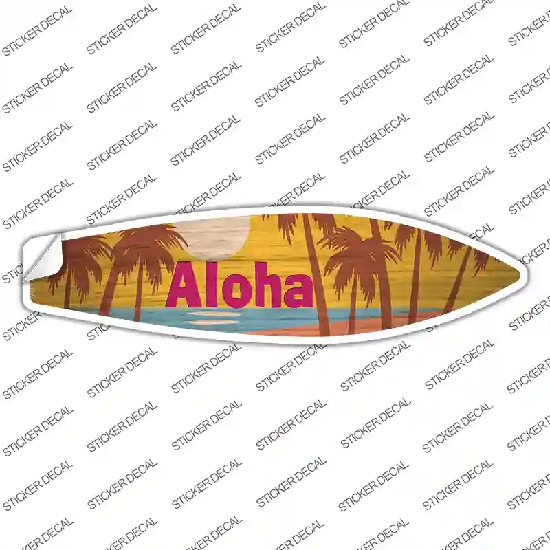 SB-308s-S Aloha Sunset Novelty Surfboard Sticker Decal - Small