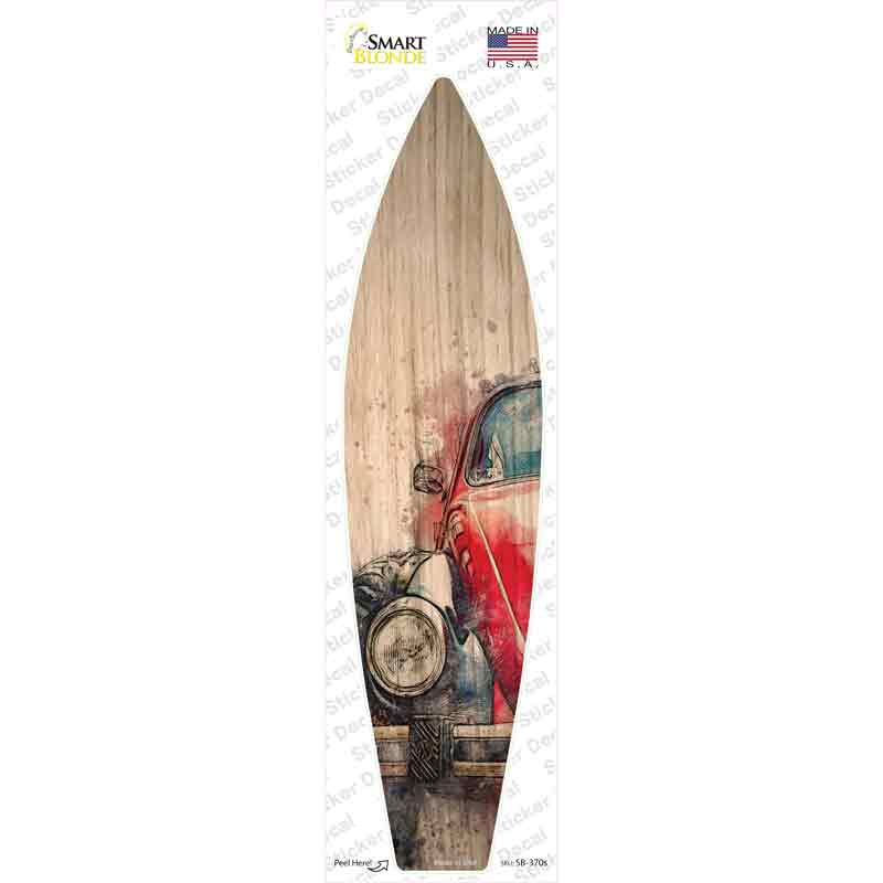 SB-370s-M Red Small Car Novelty Surfboard Sticker Decal - Medium