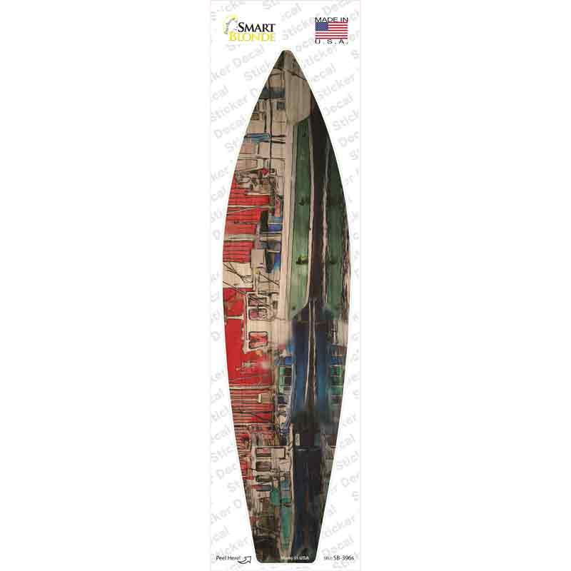 SB-396s-M Boats on the Water Novelty Surfboard Sticker Decal - Medium