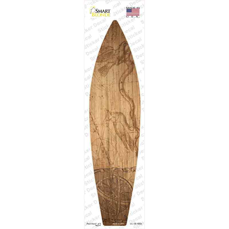 SB-400s-M Map Drawing with Birds Novelty Surfboard Sticker Decal - Medium