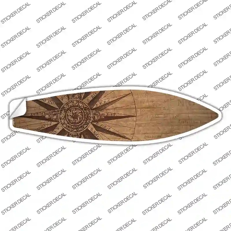 SB-401s-XL Map Drawing with Compass Novelty Surfboard Sticker Decal - Extra Large