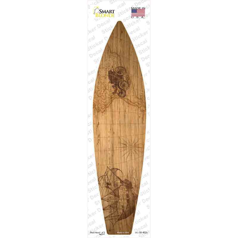 SB-402s-M Vintage Map with Buggy Novelty Surfboard Sticker Decal - Medium