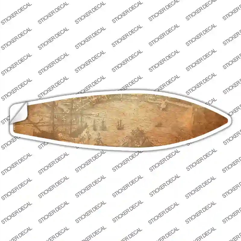 SB-404s-XL Vintage Map with Sea Novelty Surfboard Sticker Decal - Extra Large