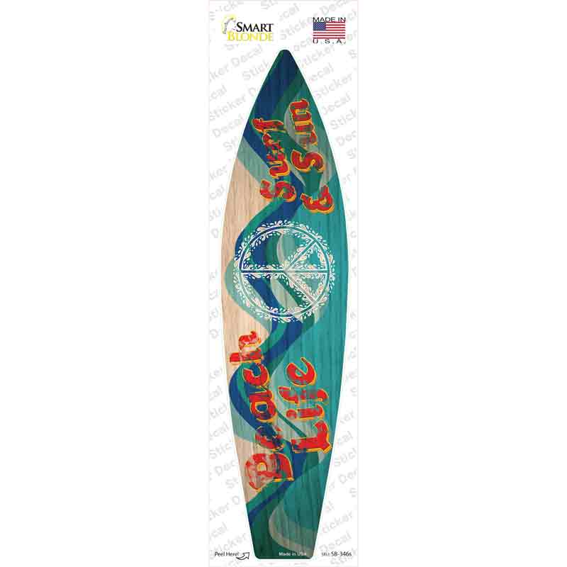 SB-346s-M Beach Life Surf & Sun Novelty Surfboard Sticker Decal - Medium