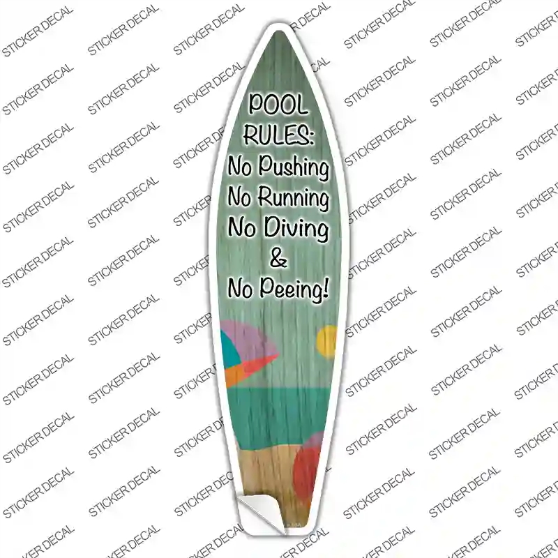 SB-347s-L Pool Rules Novelty Surfboard Sticker Decal - Large