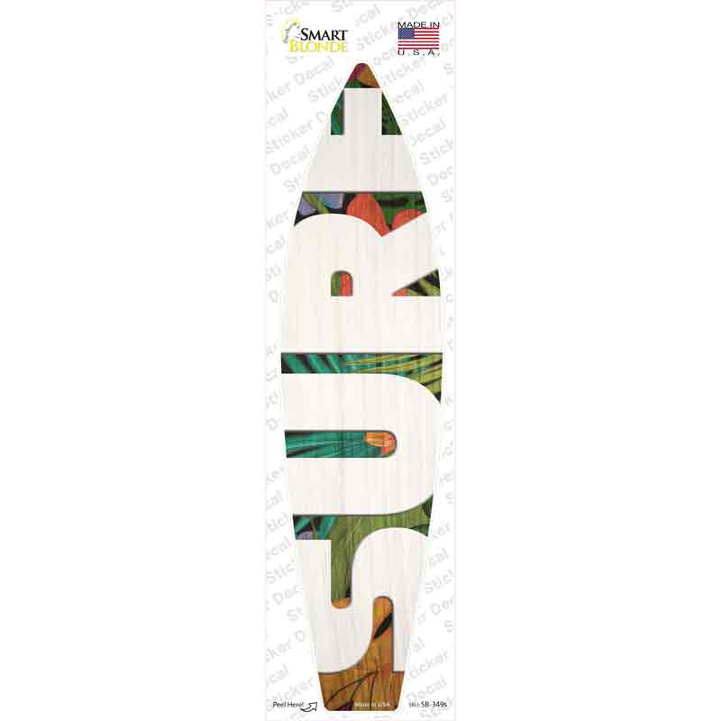 SB-349s-M White Surf Novelty Surfboard Sticker Decal - Medium