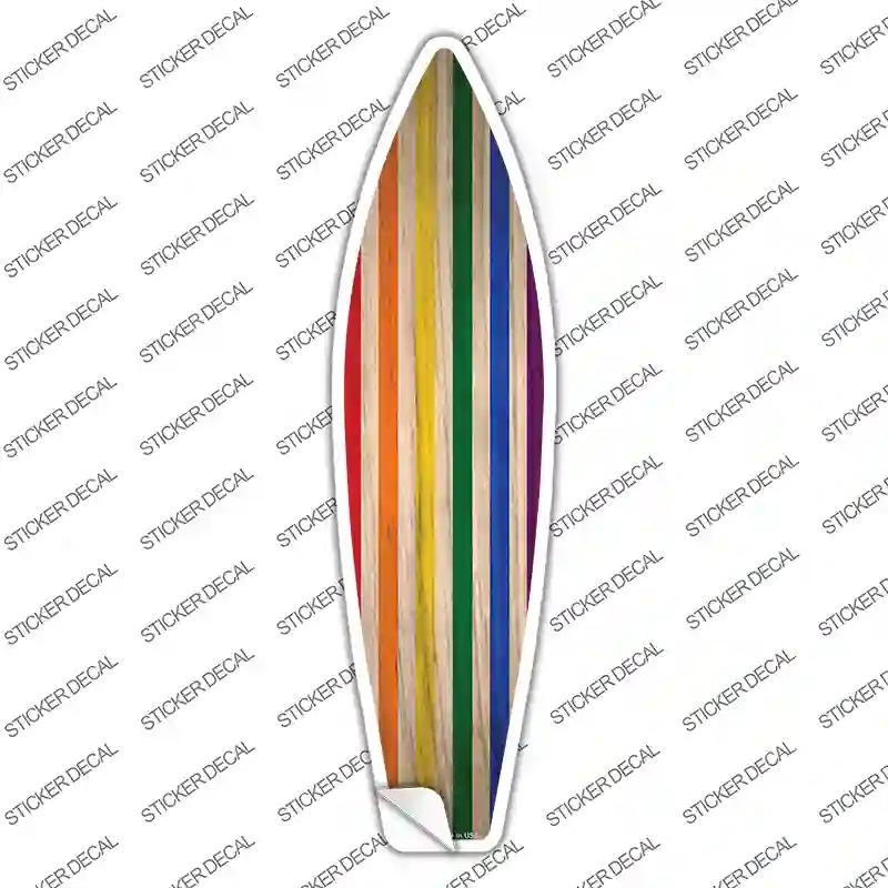 SB-361s-L Rainbow Striped Novelty Surfboard Sticker Decal - Large