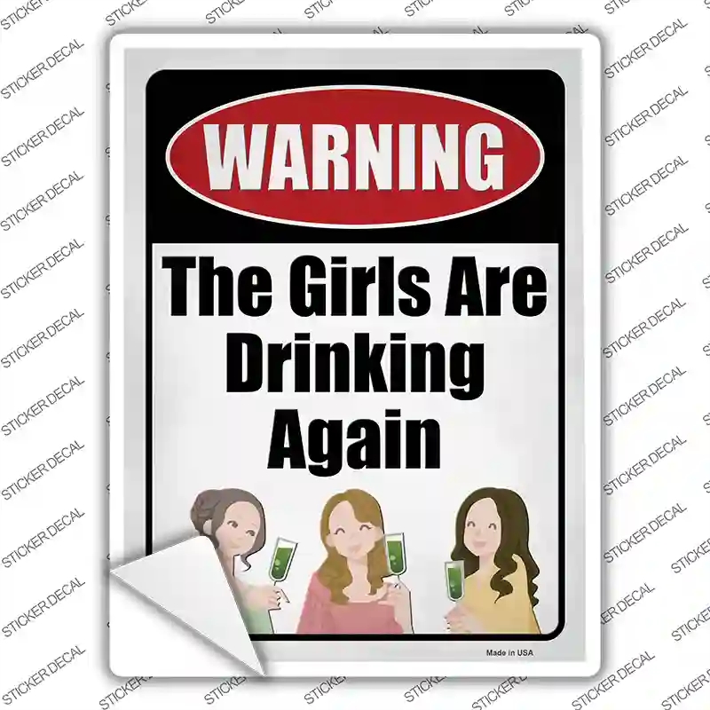 P-4023s-S Girls Are Drinking Again Novelty Rectangle Sticker Decal - Small
