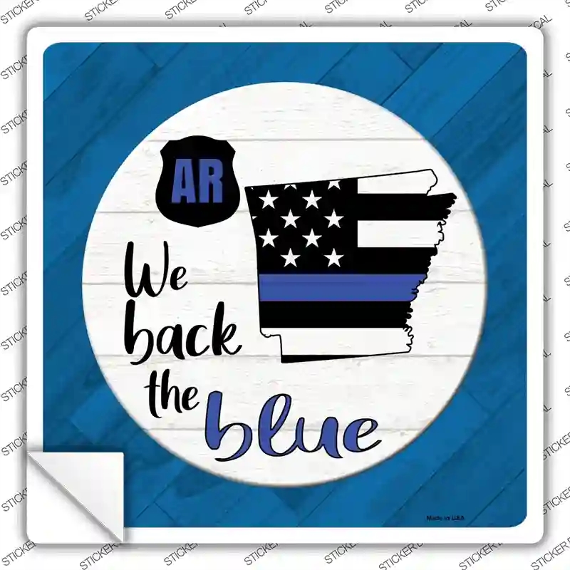 SQ-1006s-XL Arkansas Back the Blue Novelty Square Sticker Decal - Extra Large