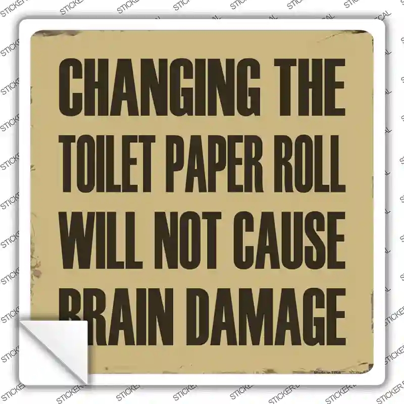 SQ-100s-L Changing Toilet Paper Novelty Square Sticker Decal - Large