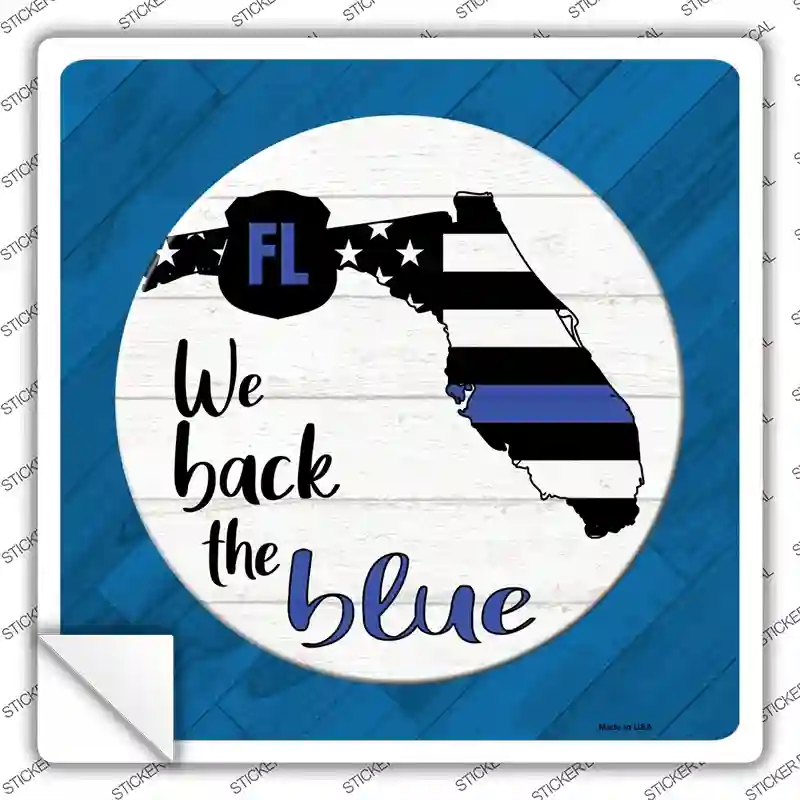 SQ-1011s-L Florida Back the Blue Novelty Square Sticker Decal - Large