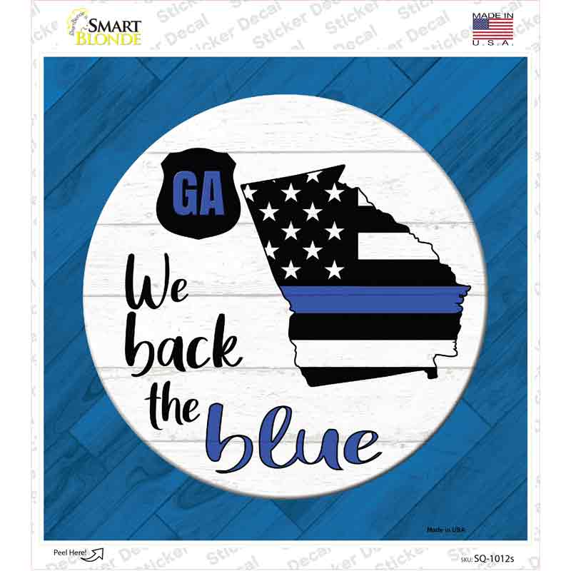 SQ-1012s-M Georgia Back the Blue Novelty Square Sticker Decal - Medium