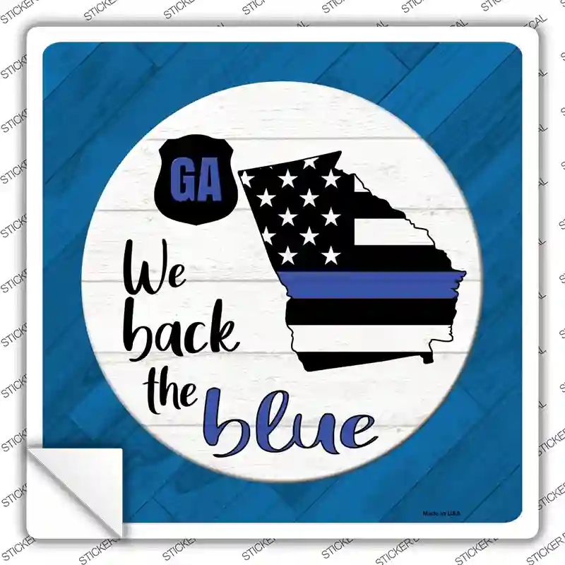 SQ-1012s-XL Georgia Back the Blue Novelty Square Sticker Decal - Extra Large