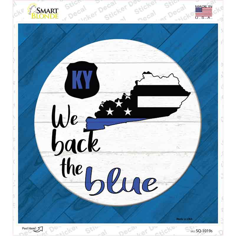 SQ-1019s-M Kentucky Back the Blue Novelty Square Sticker Decal - Medium