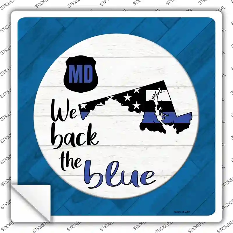 SQ-1022s-S Maryland Back the Blue Novelty Square Sticker Decal - Small
