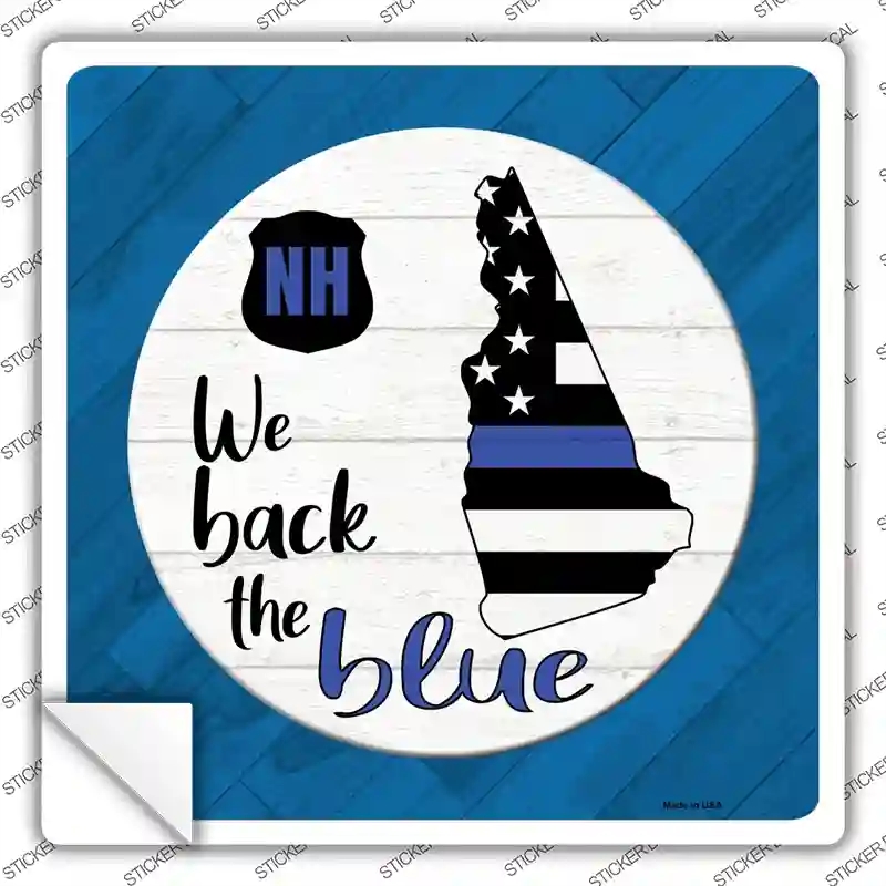 SQ-1031s-S   Hampshire Back the Blue Novelty Square Sticker Decal - Small