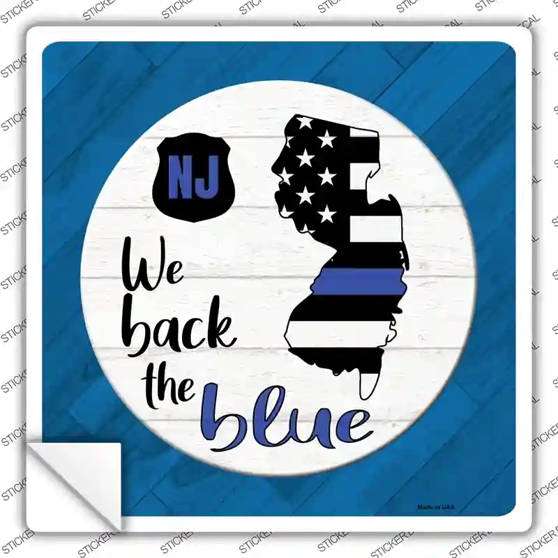 SQ-1032s-XL   Jersey Back the Blue Novelty Square Sticker Decal - Extra Large