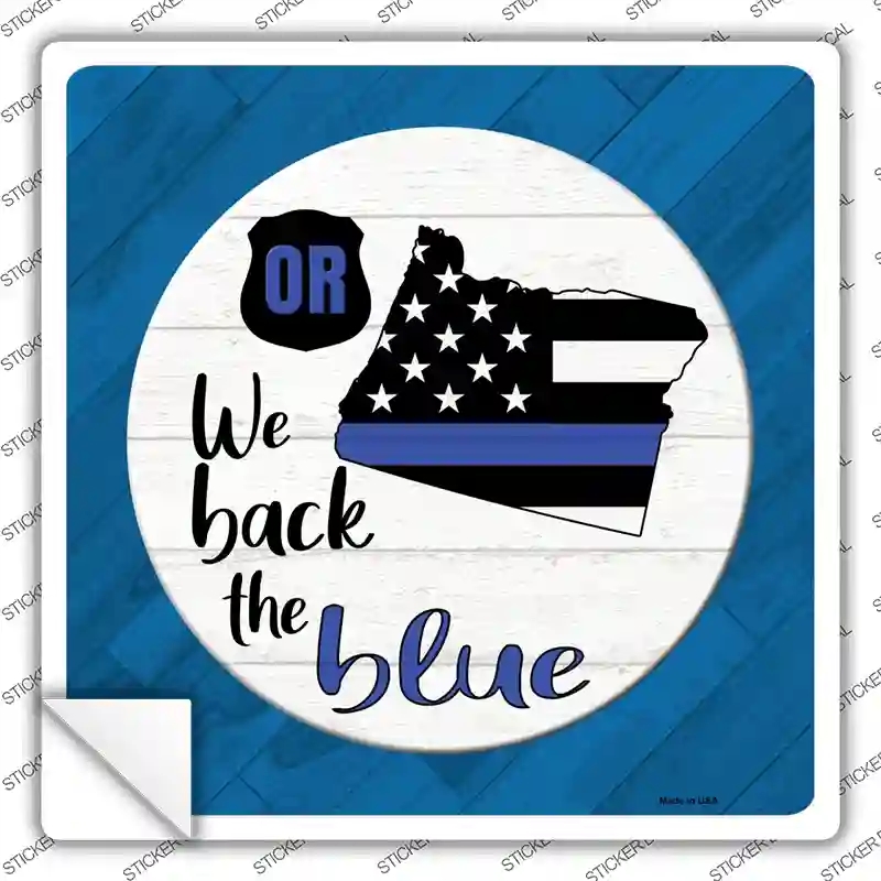 SQ-1039s-S Oregon Back the Blue Novelty Square Sticker Decal - Small