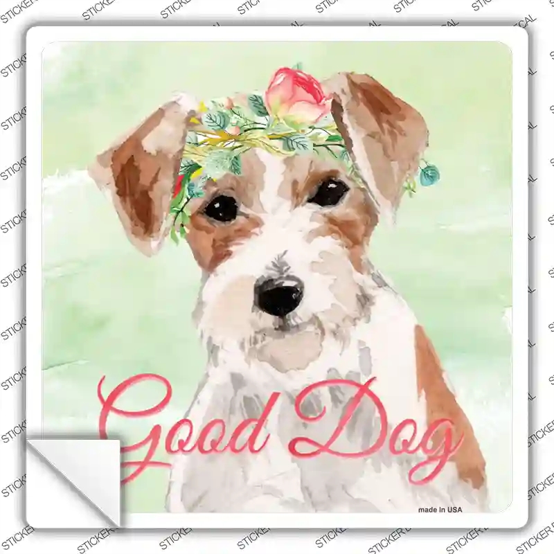 SQ-402s-S Jack Russell Good Dog Novelty Square Sticker Decal - Small