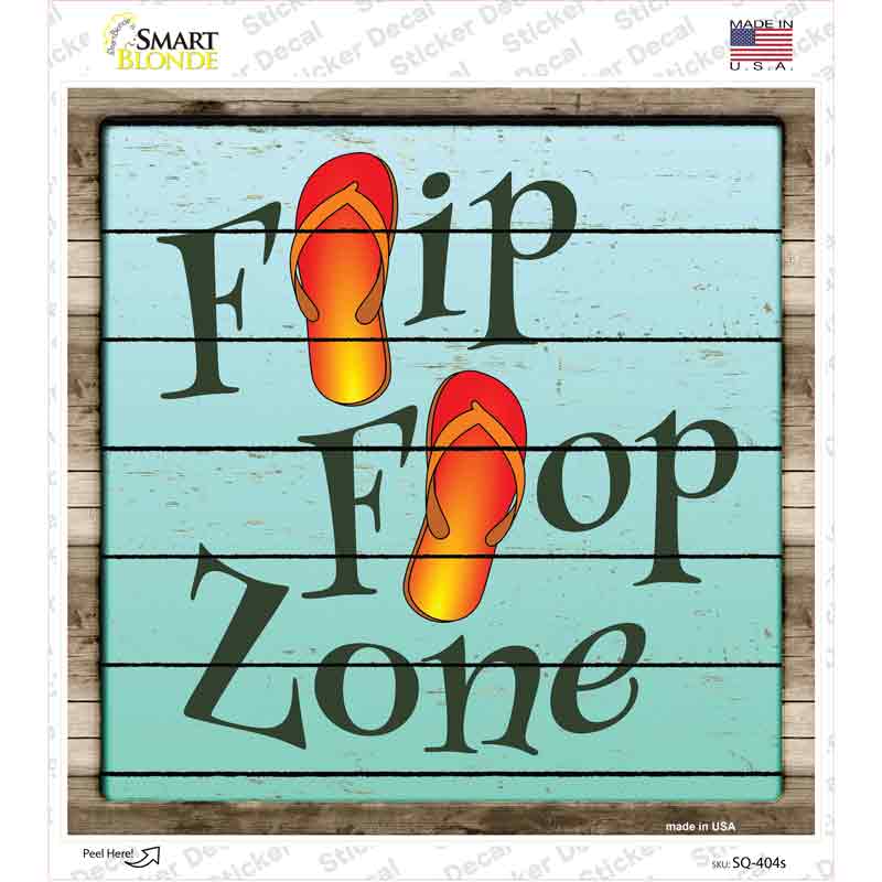SQ-404s-M Flip Flop Zone Novelty Square Sticker Decal - Medium