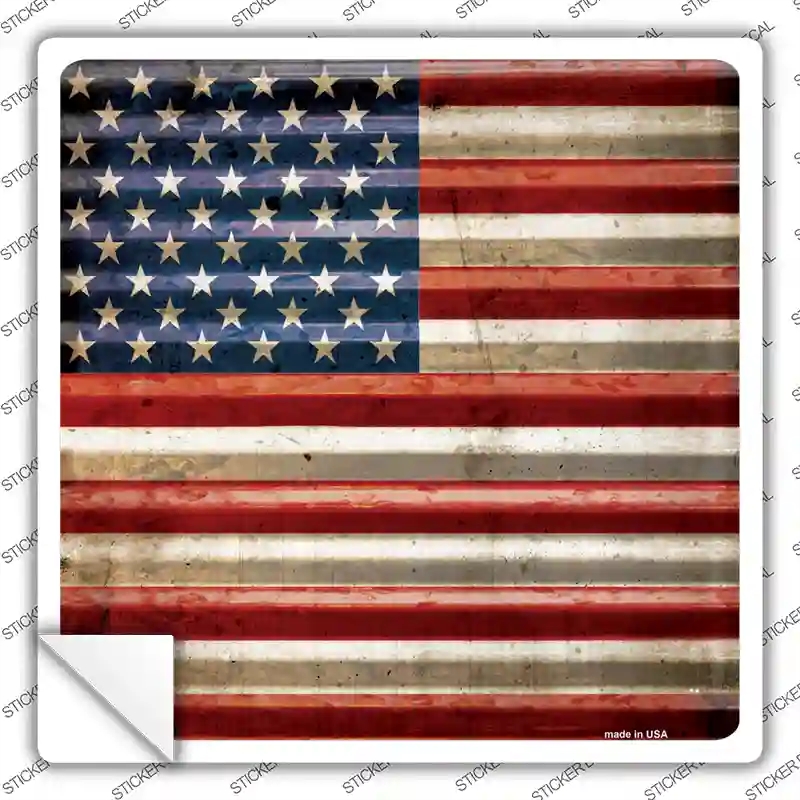 SQ-407s-XL American Flag Novelty Square Sticker Decal - Extra Large