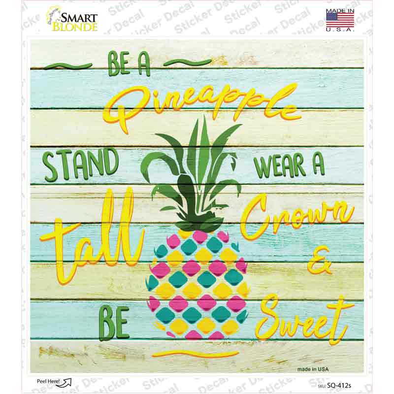 SQ-412s-M Be A Pineapple Novelty Square Sticker Decal - Medium