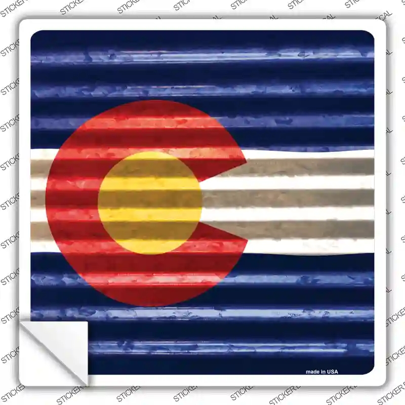 SQ-430s-S Colorado Flag Corrugated Effect Novelty Square Sticker Decal - Small