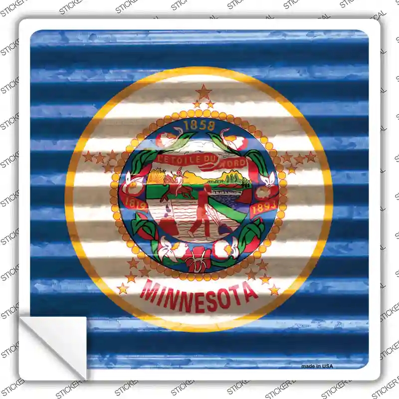 SQ-447s-XL Minnesota Flag Corrugated Effect Novelty Square Sticker Decal - Extra Large