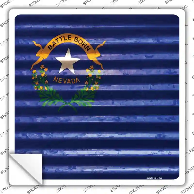 SQ-452s-L Nevada Flag Corrugated Effect Novelty Square Sticker Decal - Large