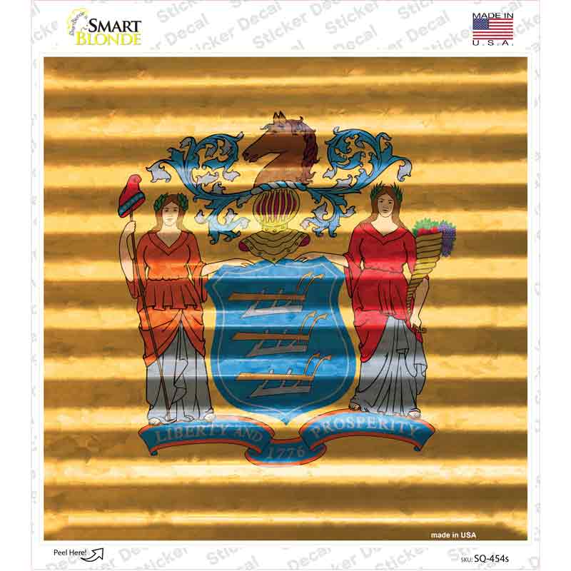 SQ-454s-M   Jersey Flag Corrugated Effect Novelty Square Sticker Decal - Medium