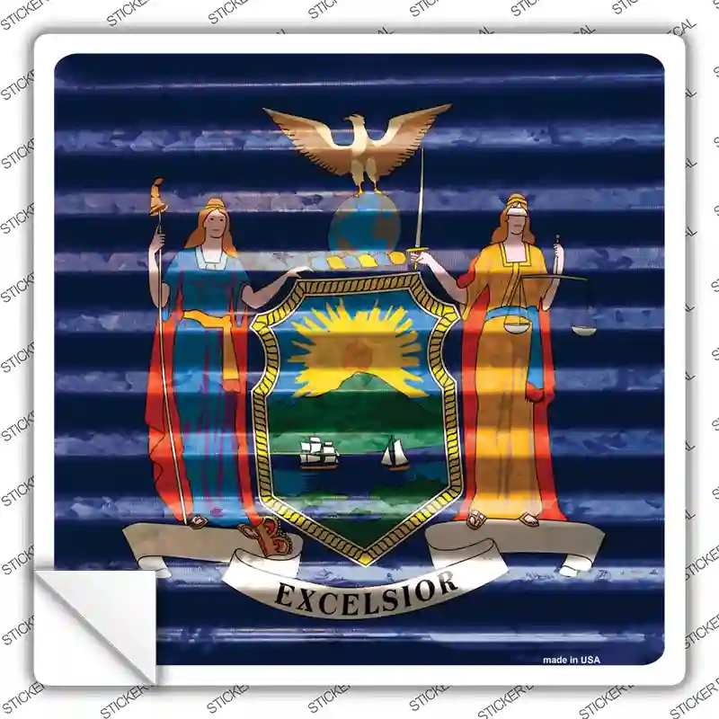 SQ-456s-L   York Flag Corrugated Effect Novelty Square Sticker Decal - Large