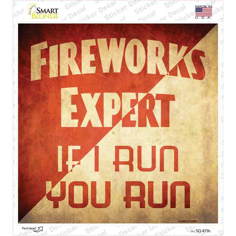 SQ-479s-M Fireworks Expert Novelty Square Sticker Decal - Medium