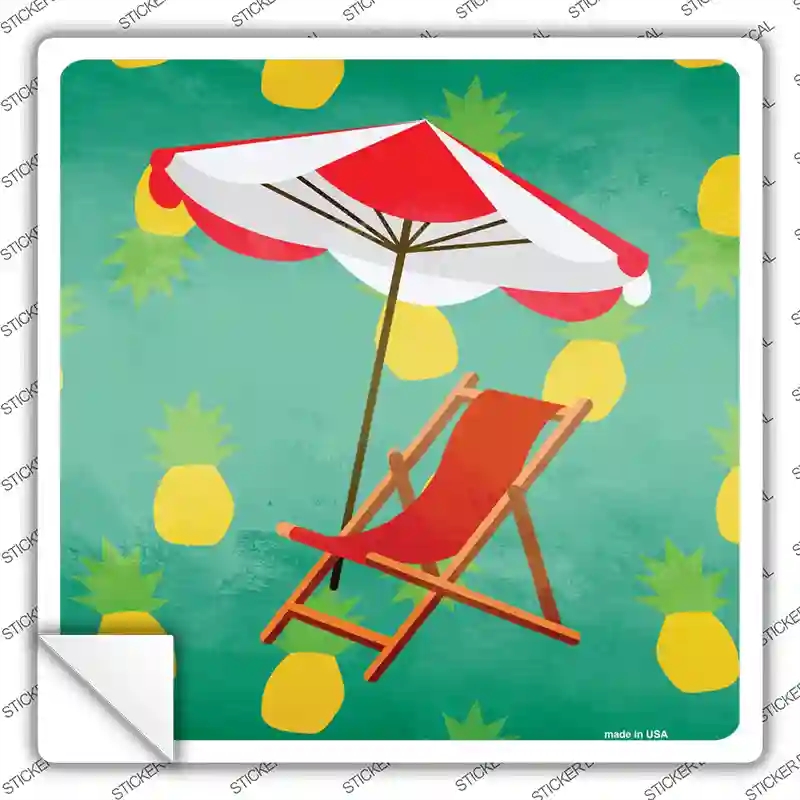 SQ-489s-L Chair & Umbrella Novelty Square Sticker Decal - Large