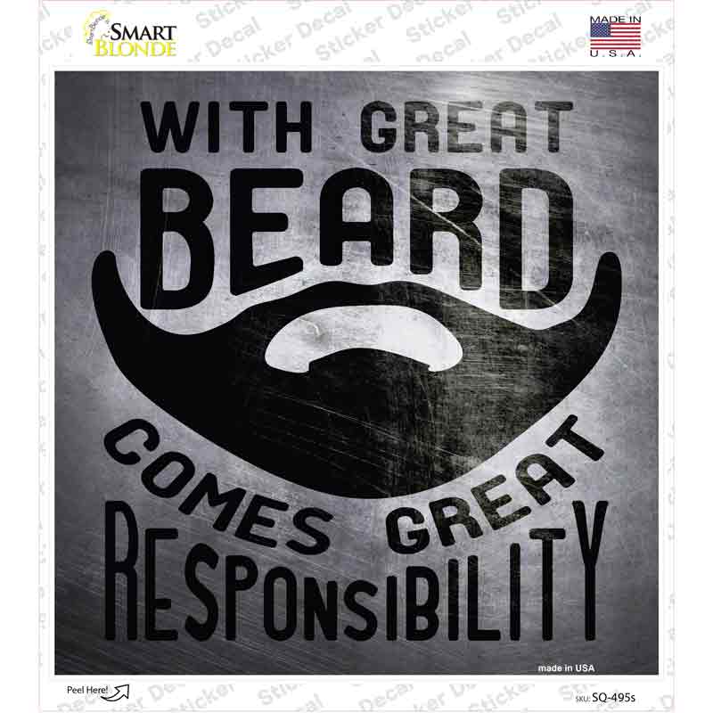 SQ-495s-M With Great Beard Novelty Square Sticker Decal - Medium