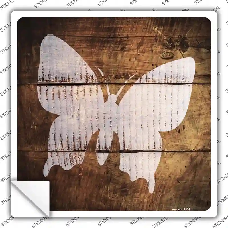 SQ-500s-S Butterfly Painted Stencil Novelty Square Sticker Decal - Small
