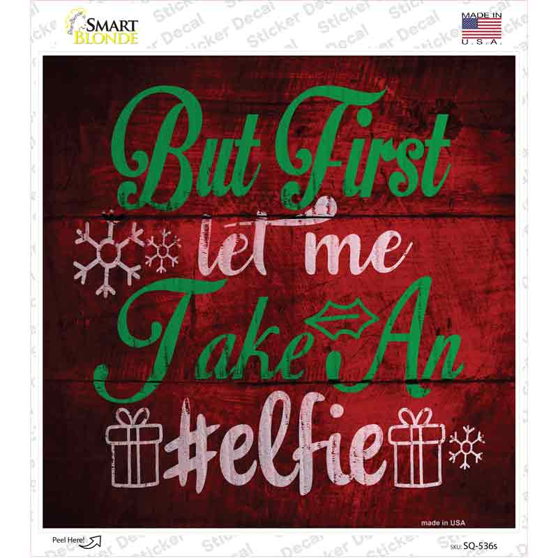 SQ-536s-M Take An Elfie Novelty Square Sticker Decal - Medium