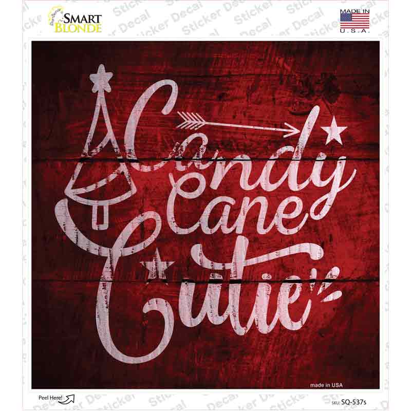 SQ-537s-M Candy Cane Cutie Novelty Square Sticker Decal - Medium