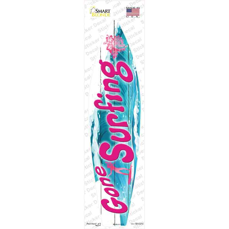 SB-021s-M Gone Surfing Pink Novelty Surfboard Sticker Decal - Medium