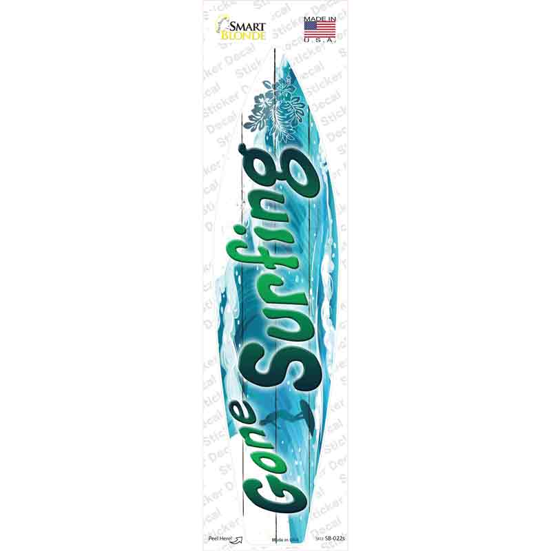 SB-022s-M Gone Surfing Blue Novelty Surfboard Sticker Decal - Medium