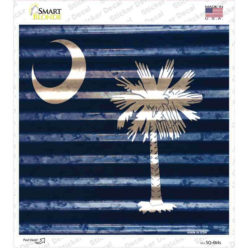 SQ-464s-M South Carolina Flag Corrugated Effect Novelty Square Sticker Decal - Medium