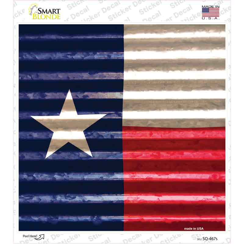 SQ-467s-M Texas Flag Corrugated Effect Novelty Square Sticker Decal - Medium
