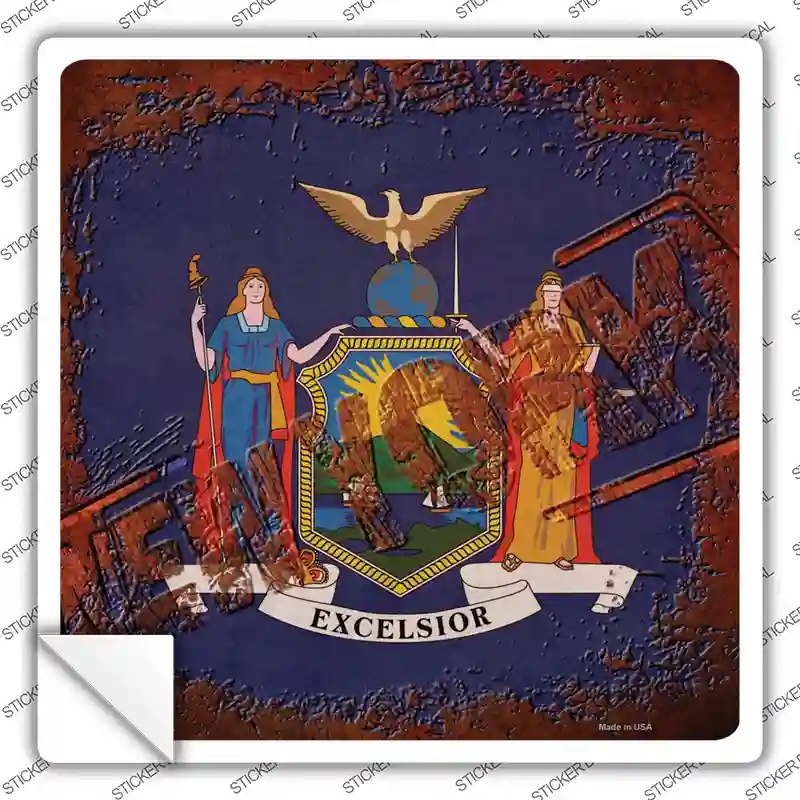 SQ-974s-S   York Rusty Stamped Novelty Square Sticker Decal - Small