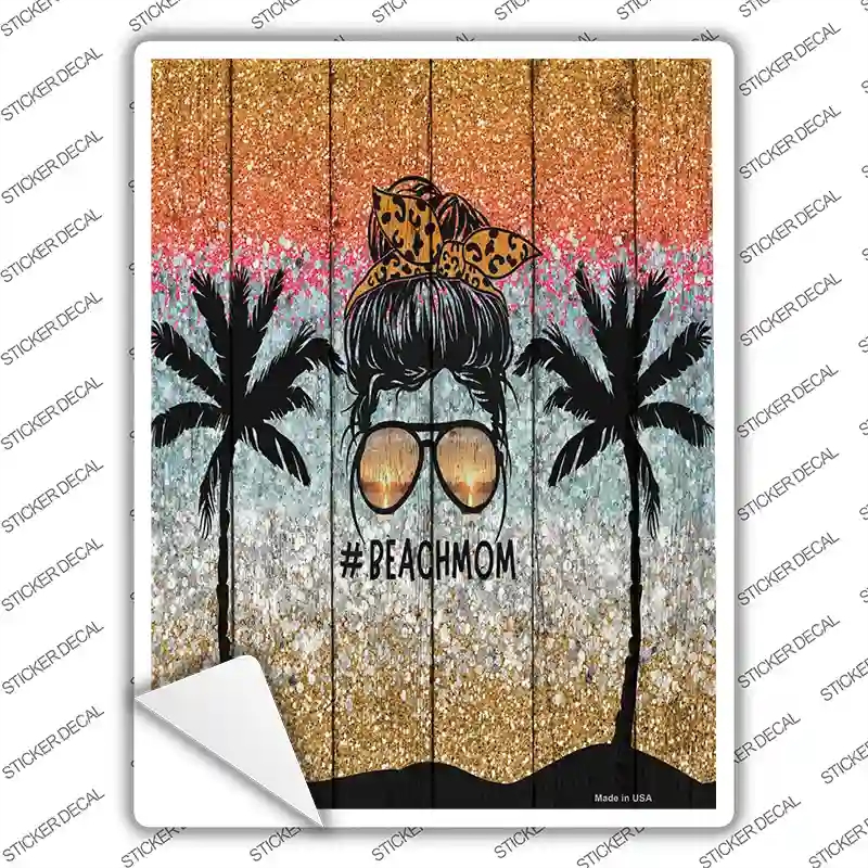 P-3614s-XL Beach Mom Bun Novelty Rectangle Sticker Decal - Extra Large